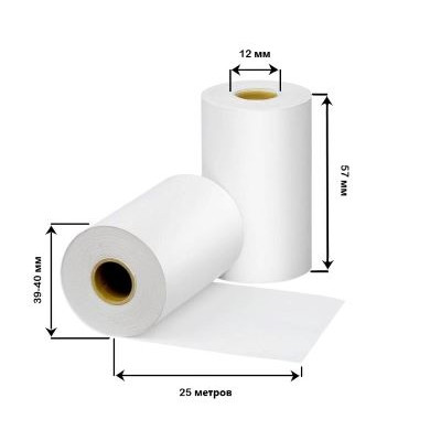 Чековая лента 57х12х25 (20 метров, термо) Чековая лента 57х12х25 (20 метров, термо)